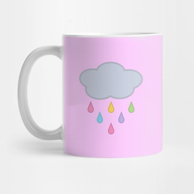 Raining Rainbow Raindrop Rain Cloud in Pink by Kelly Gigi